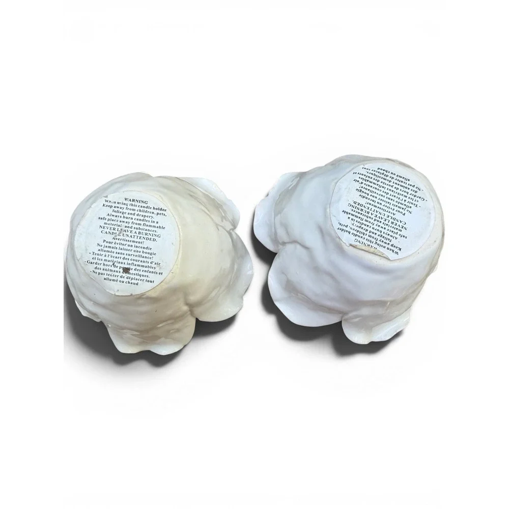 Tea Light Candle Holder Set White Ceramic Rose Vintage Floral Shabby Chic Decor